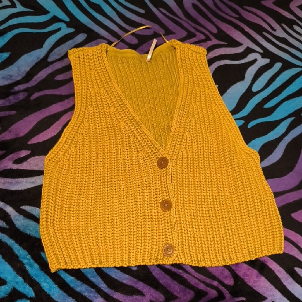 Free People | Mustard Yellow Knit Sweater Vest